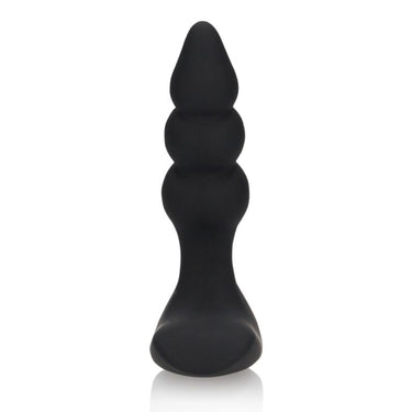 Close-up of the sophisticated Beaded Vibrating Anal Plug with Remote Control Black, showcasing its sleek design and insertable length of 3.8 inches.